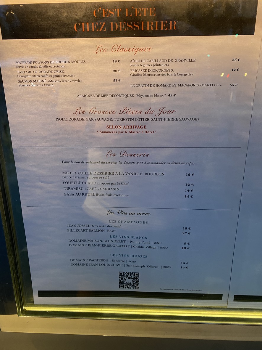 Dessirier menu 2