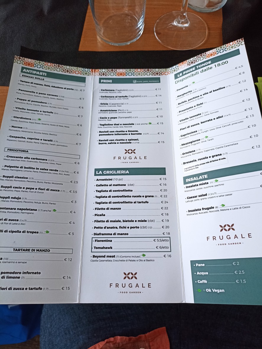 Frugale Roma Food Garden menu 1
