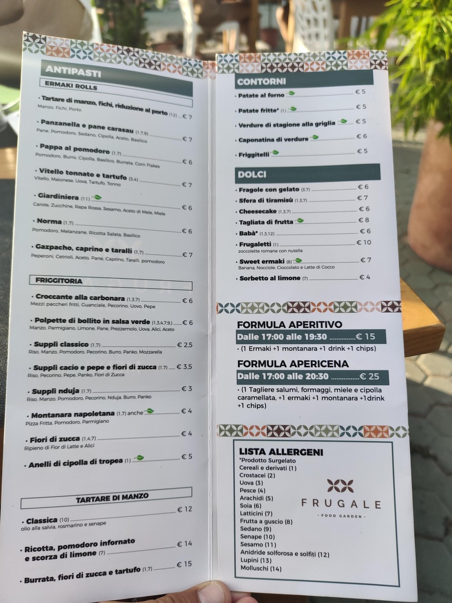 Frugale Roma Food Garden menu 2