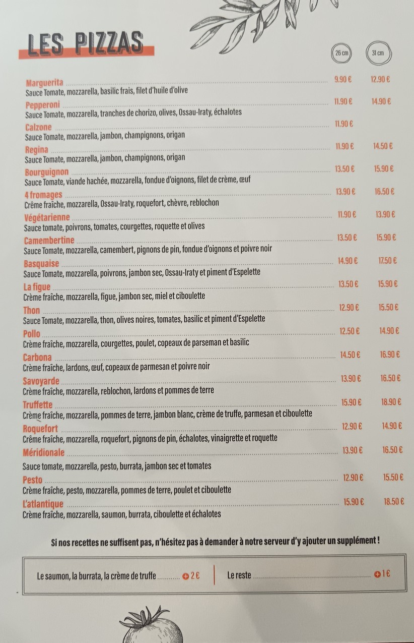 Le Buron à Pizza menu 2