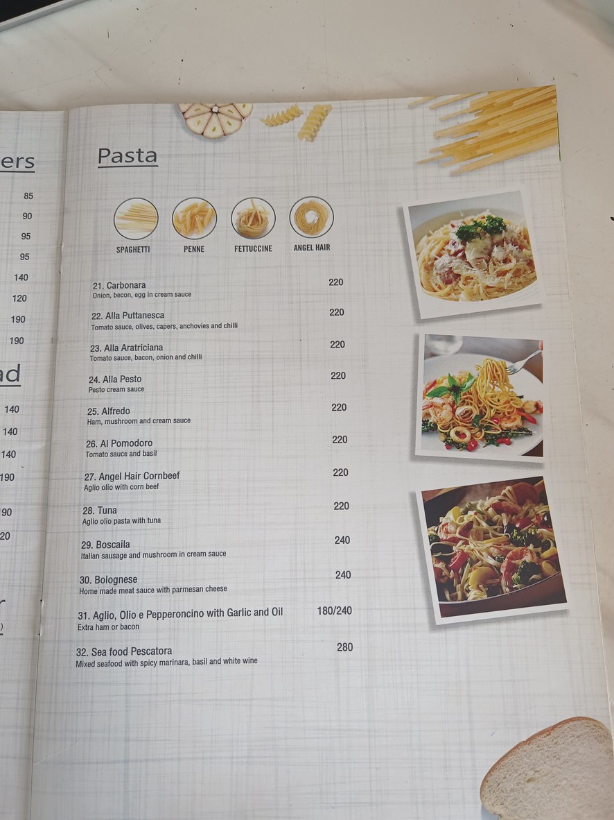 The Diner menu 1