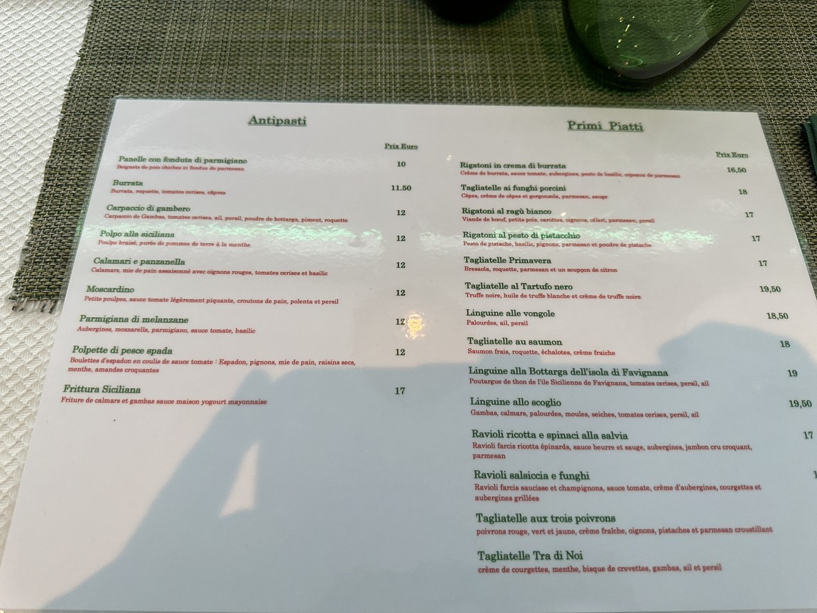 Tra Di Noi menu 1