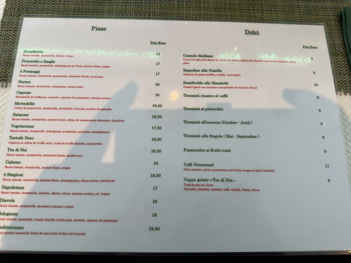 Tra Di Noi menu 2