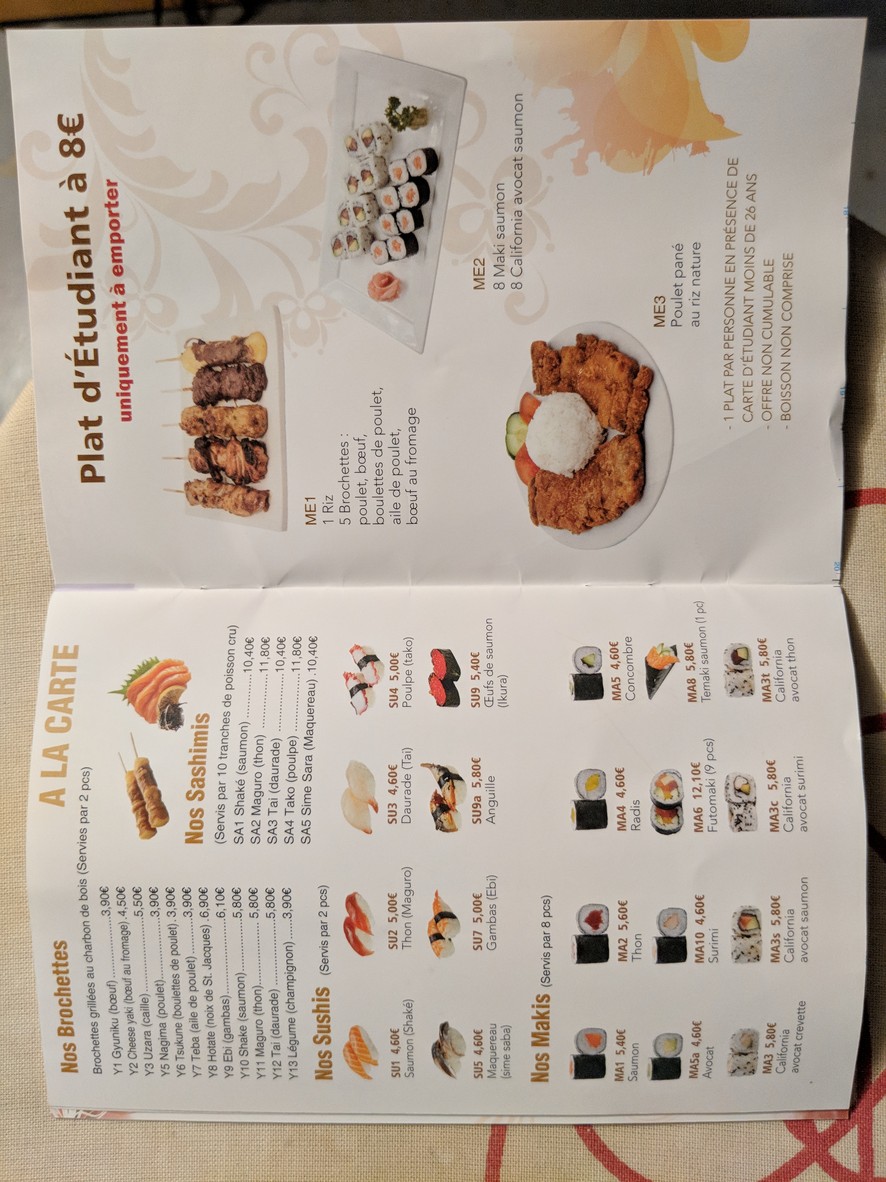 Sushi Tokyo menu 1
