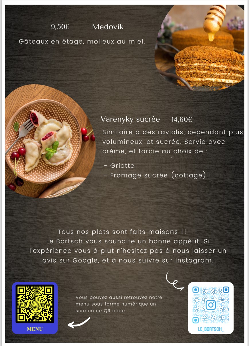 Le Bortsch menu 4