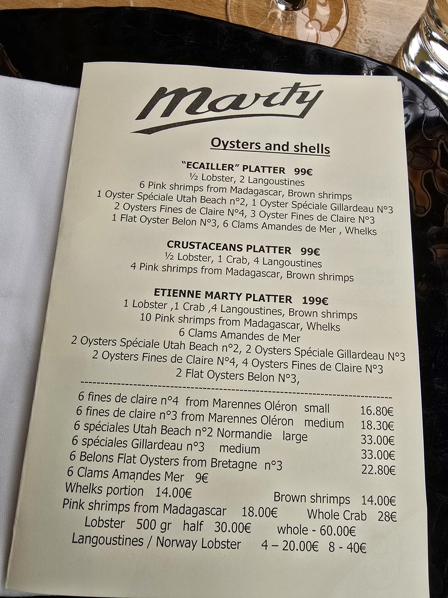 Restaurant Marty menu 1