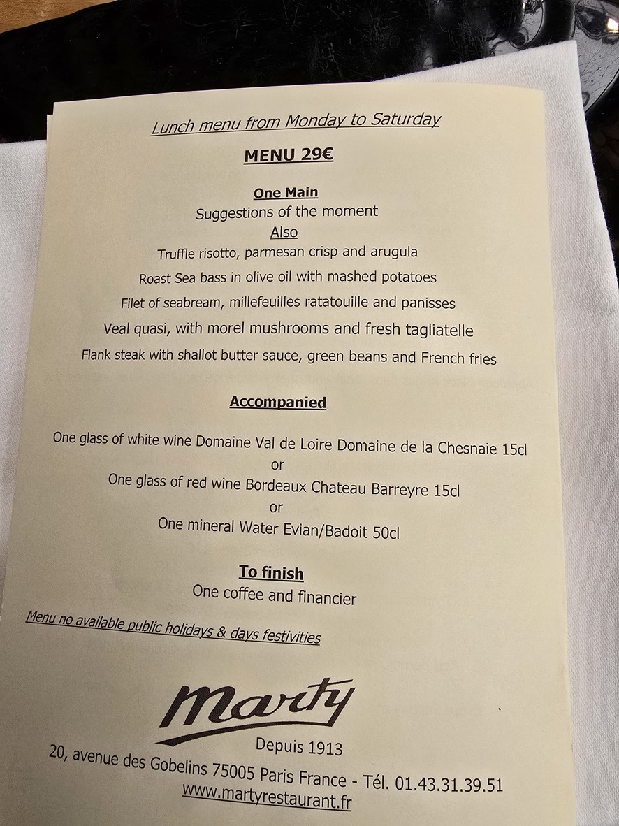 Restaurant Marty menu 2