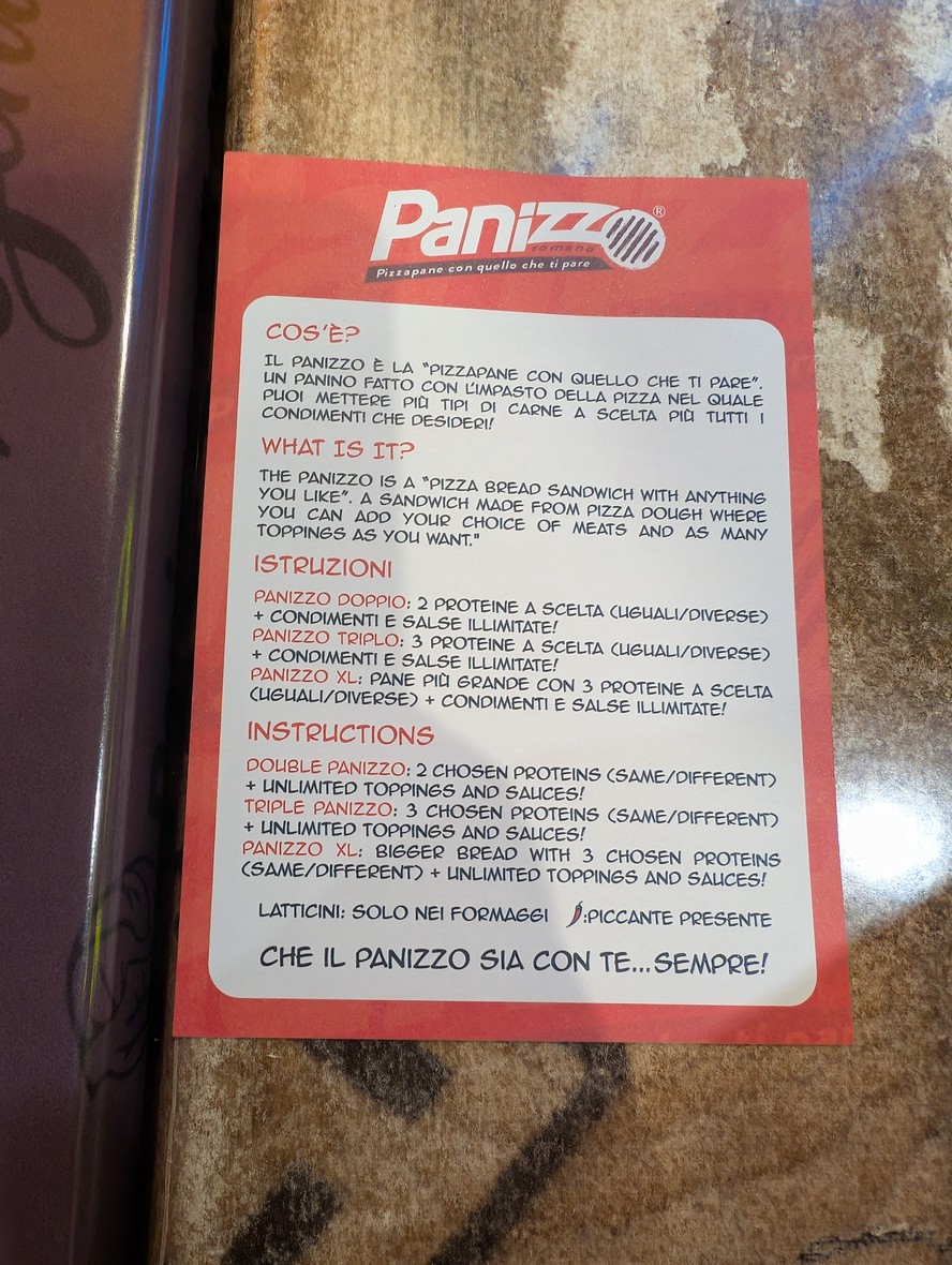 I Panizzeri Panizzo menu 1