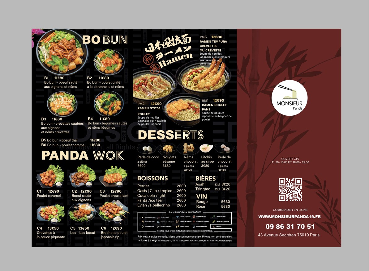 Monsieur Panda menu 2