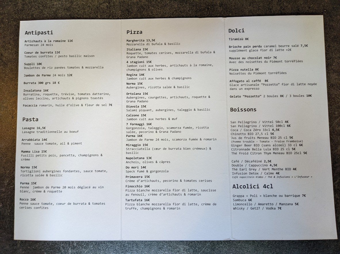 La Fabbrica Montmartre menu 2