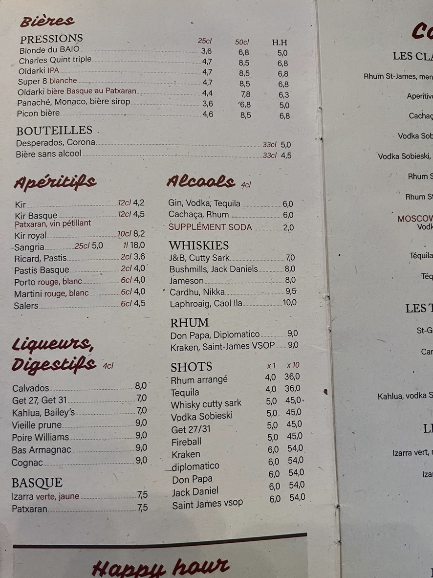 Le Petit Baiona menu 3
