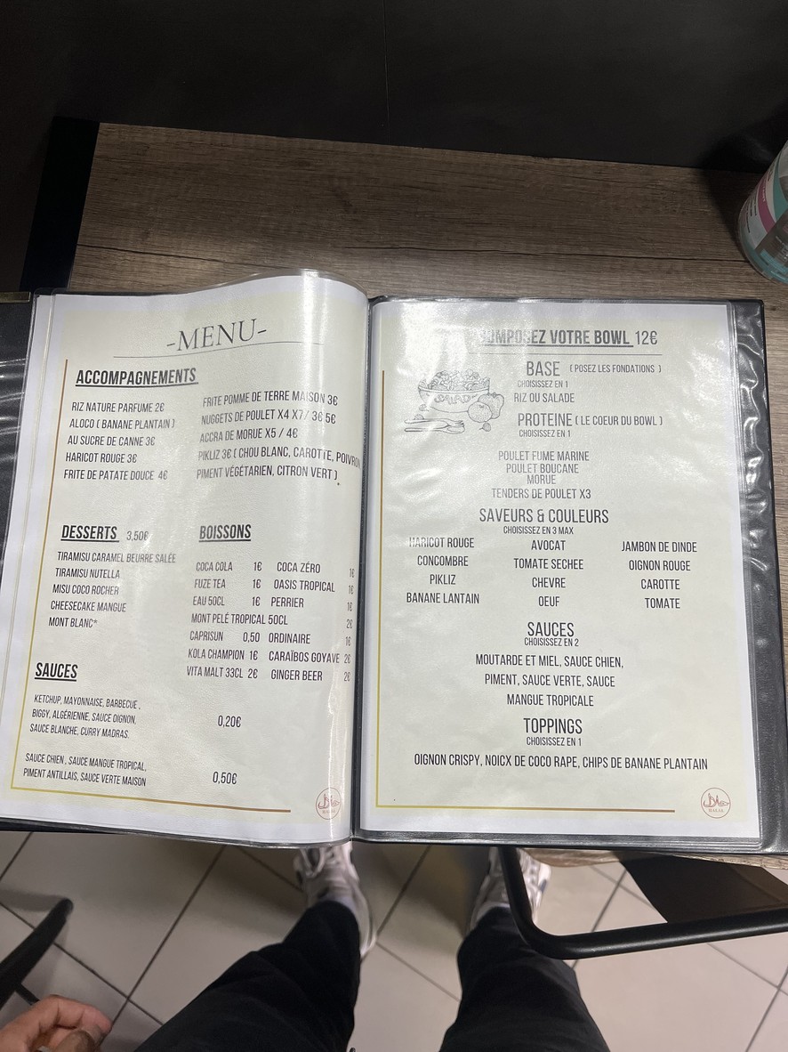 Caraïbes Driver’s menu 1