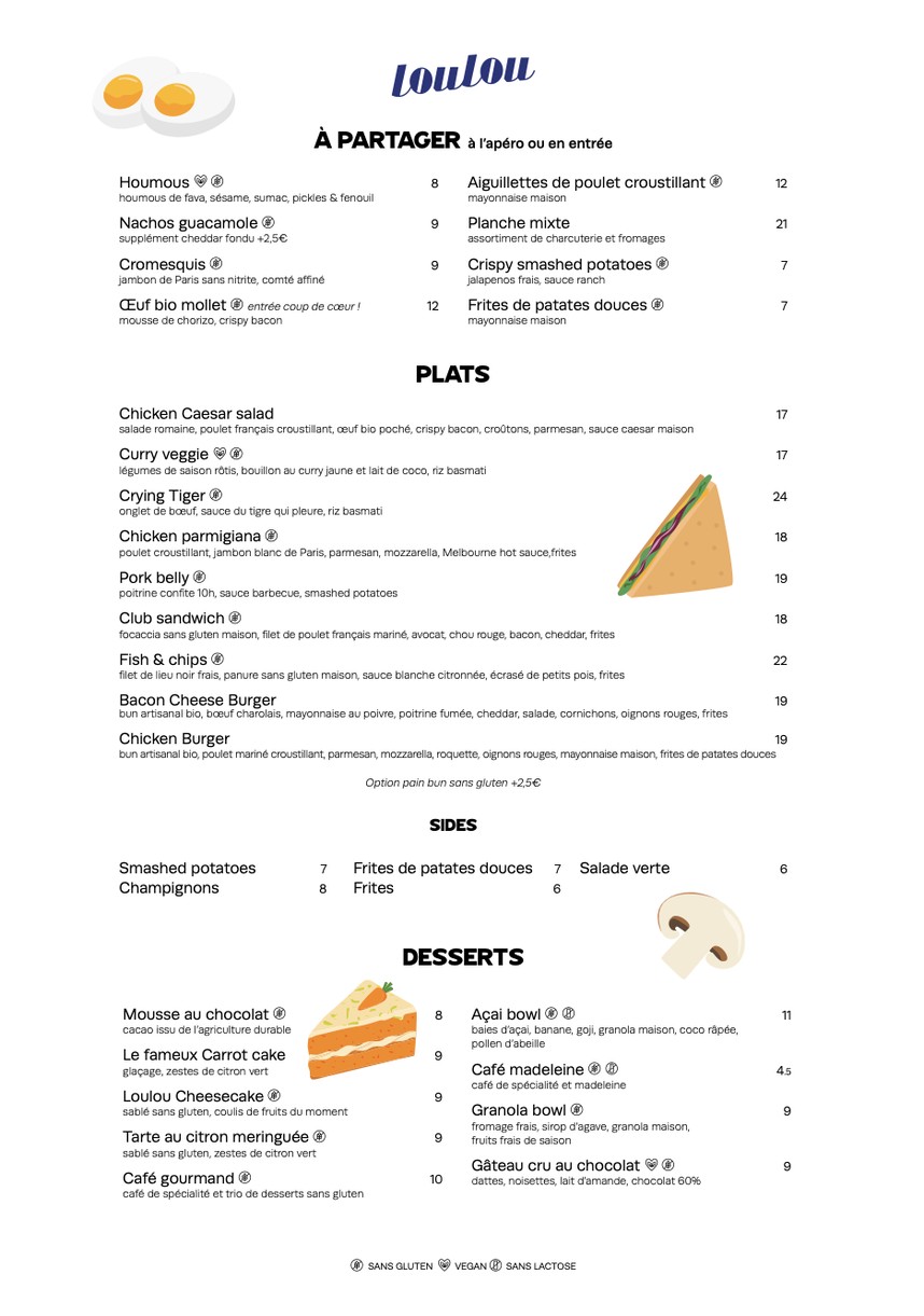 Loulou' Friendly Diner menu 1