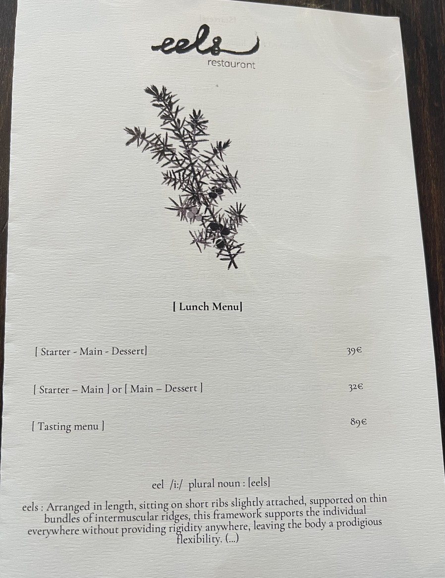 Restaurante Eels menu 1