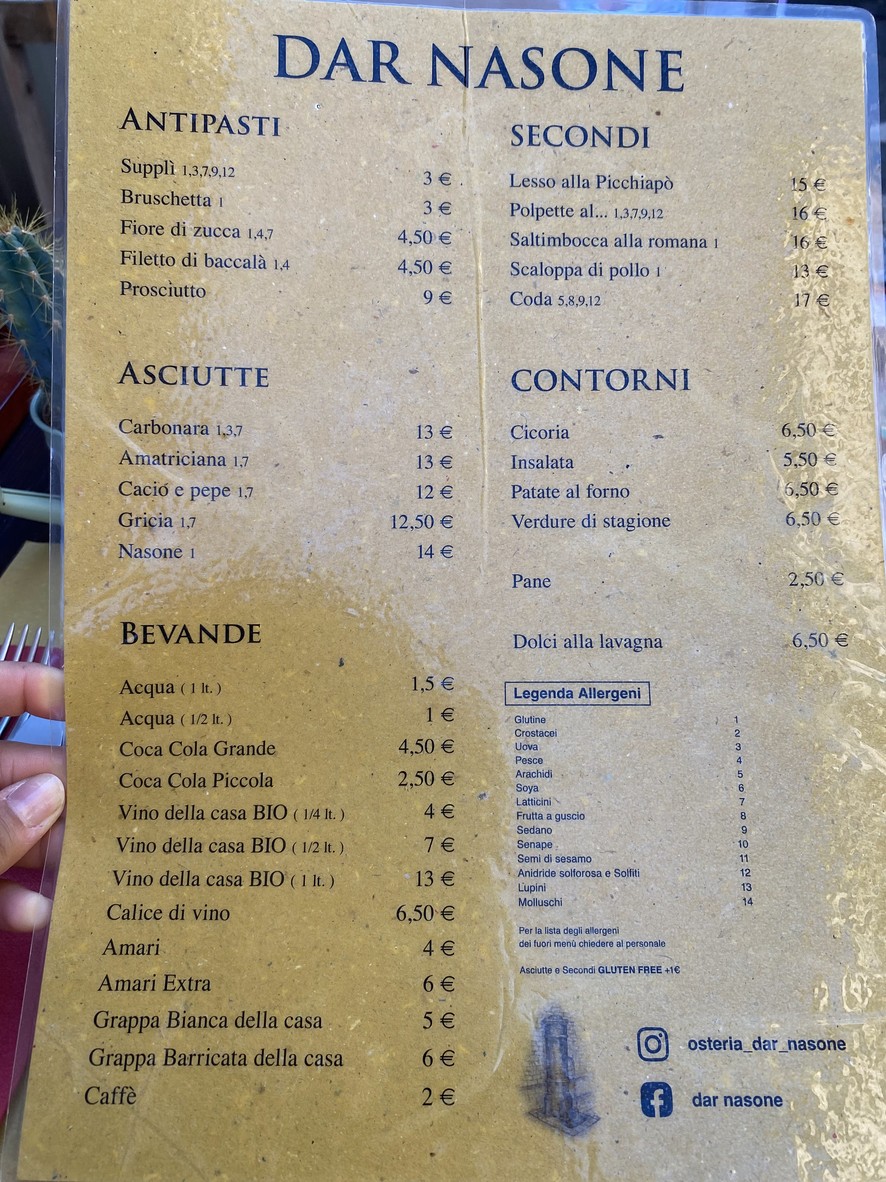 Osteria Dar Nasone menu 1