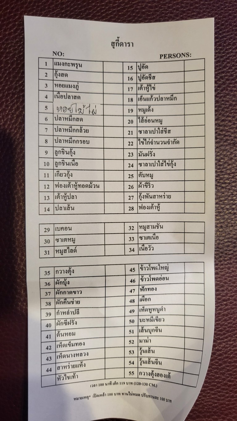 Suki Dara Phahonyothin menu 2