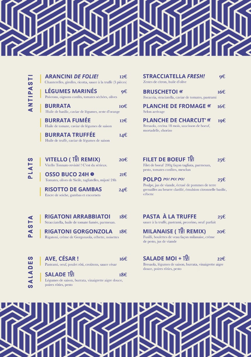 TOI menu 1