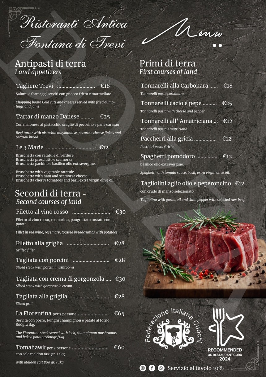 Trevi Restaurant menu 1
