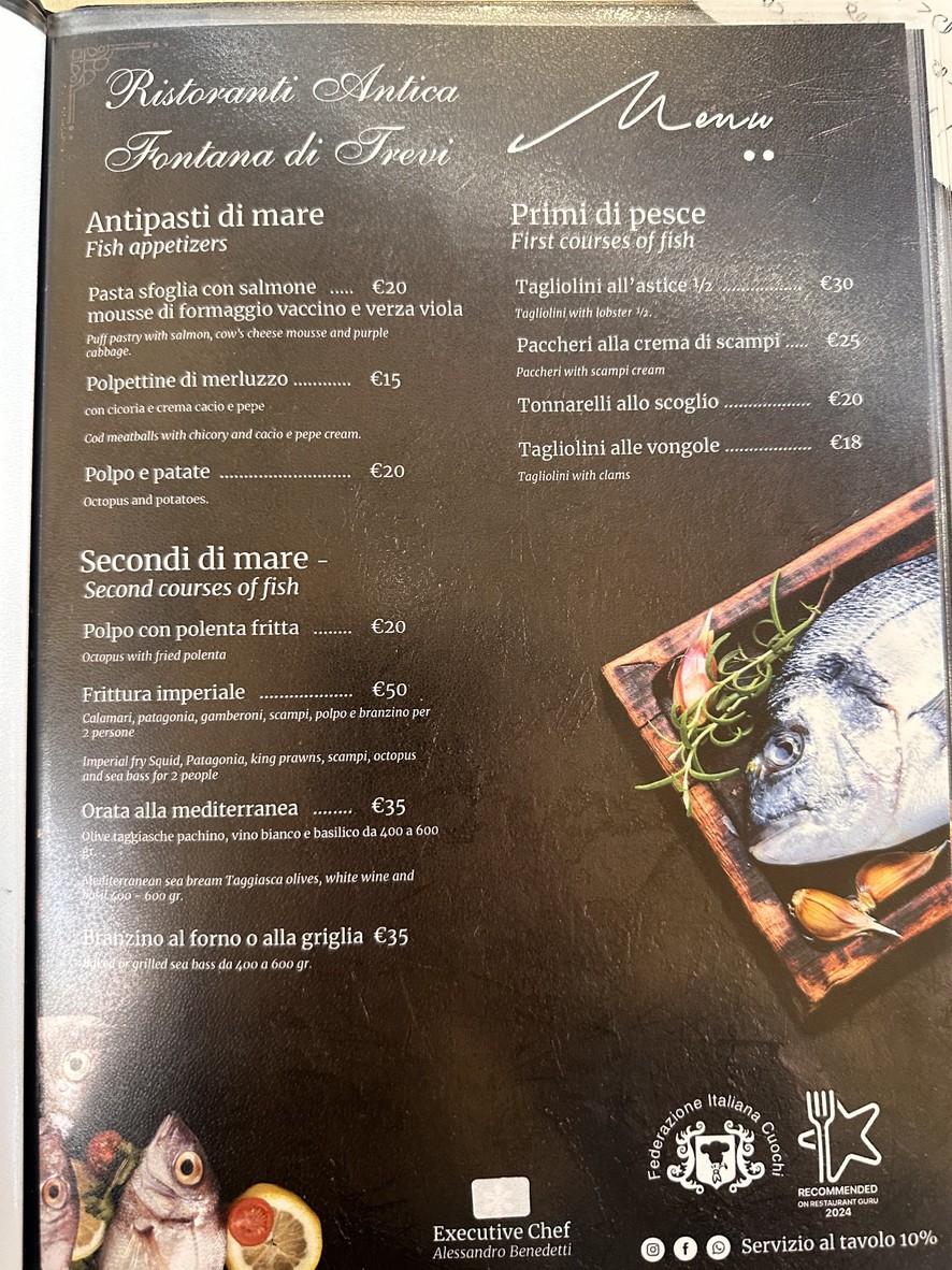 Trevi Restaurant menu 2