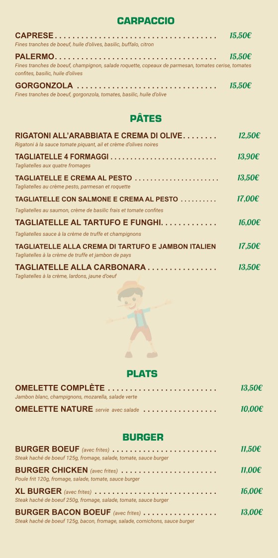Il Pinocchio menu 2