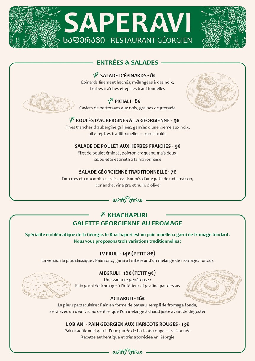 Saperavi menu 1