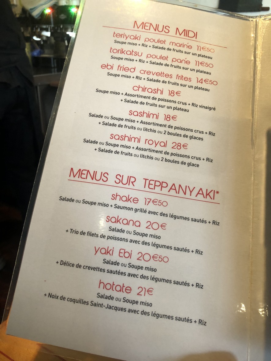 Kagayaki menu 1
