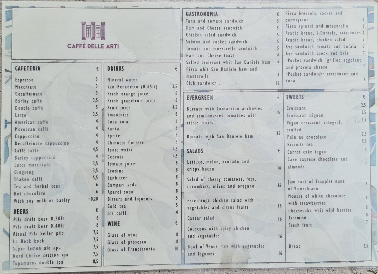 Caffè delle Arti menu 3