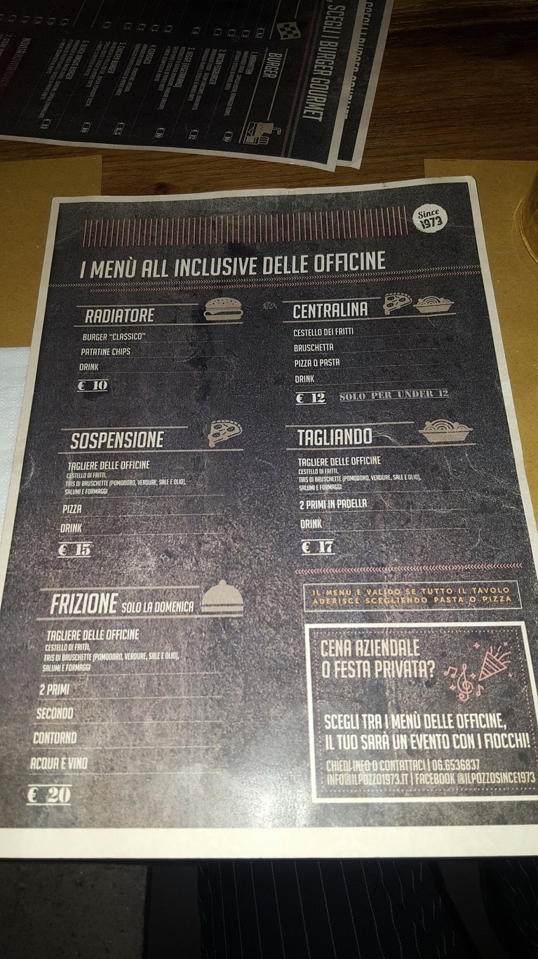 Il Pozzo since 1973 menu 1