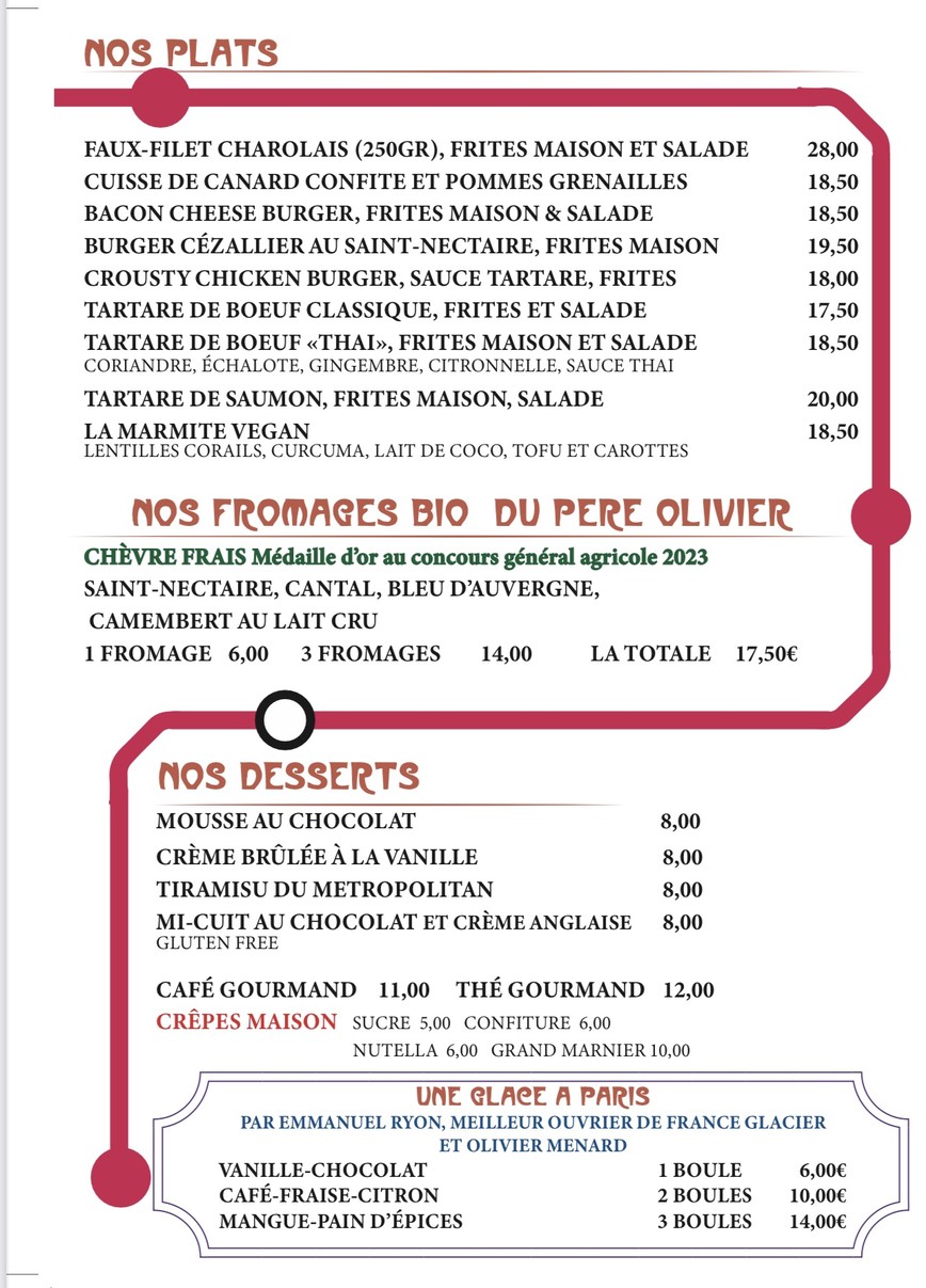Le Metropolitan menu 2