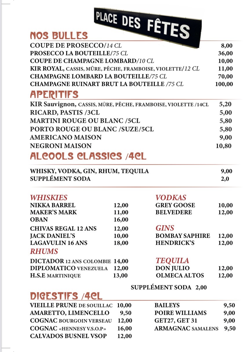 Le Metropolitan menu 3