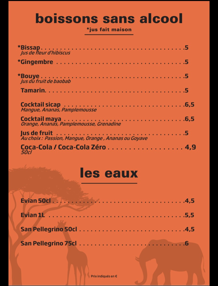Le Village menu 1