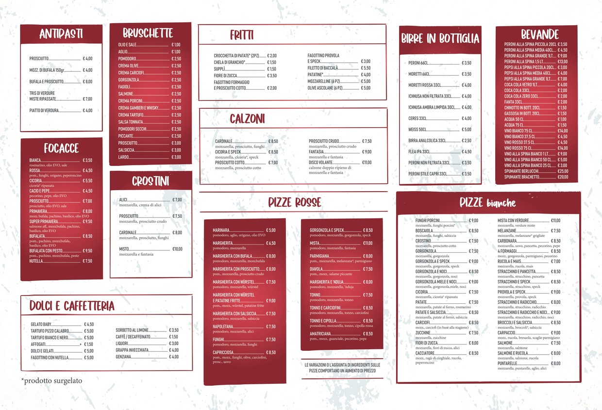 Cinque Stelle Pizzeria menu 1