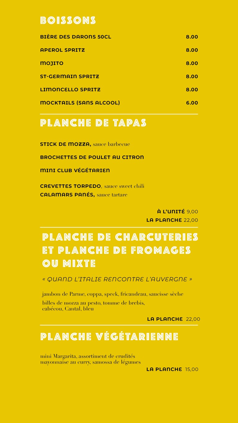 Les Darons menu 1