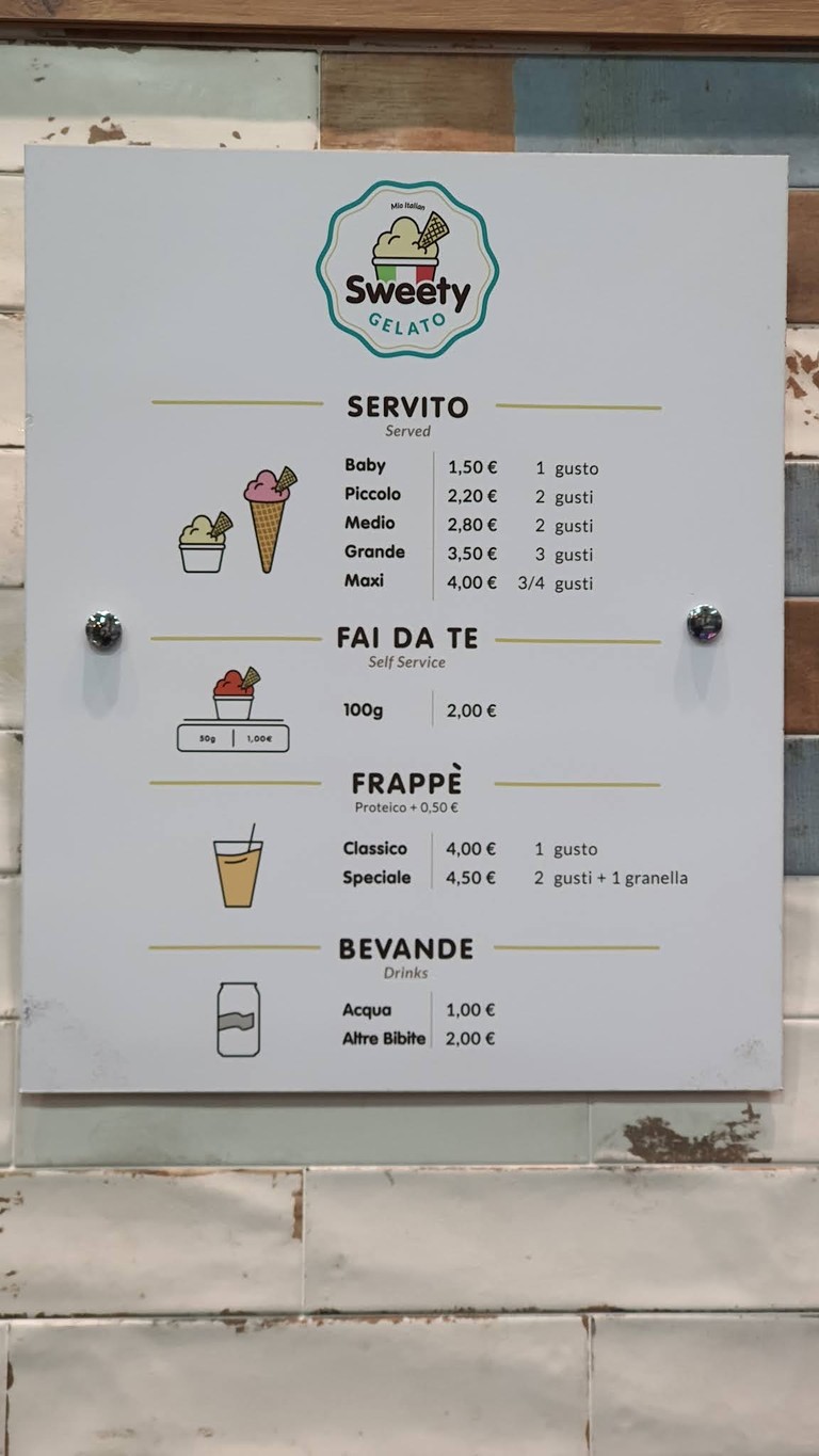 Sweety Gelato Roma menu 2