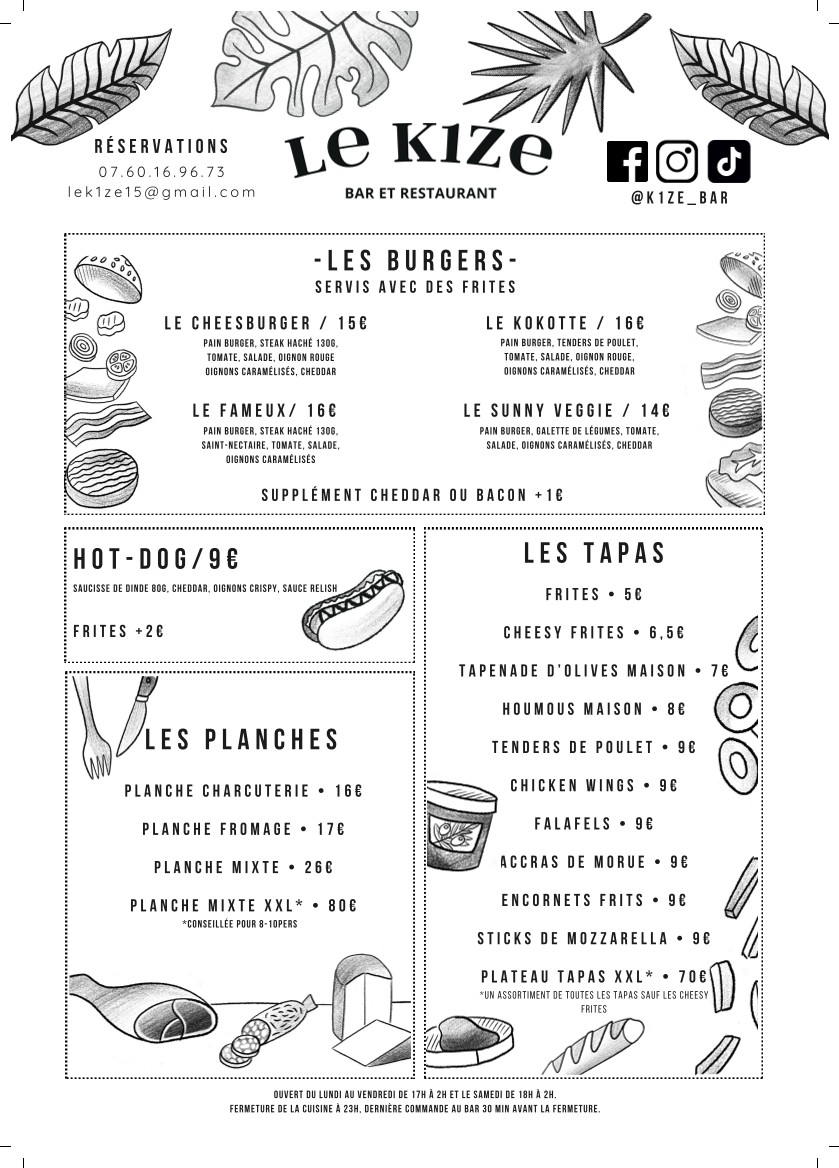 LE K1ZE BAR OPERA menu 1