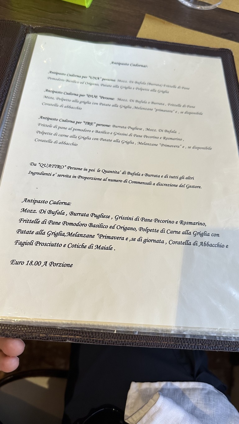 Trattoria Cadorna menu 1