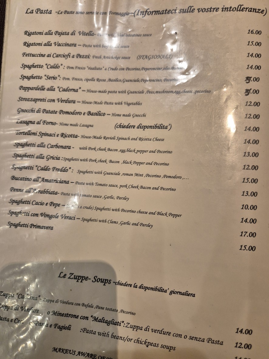 Trattoria Cadorna menu 2