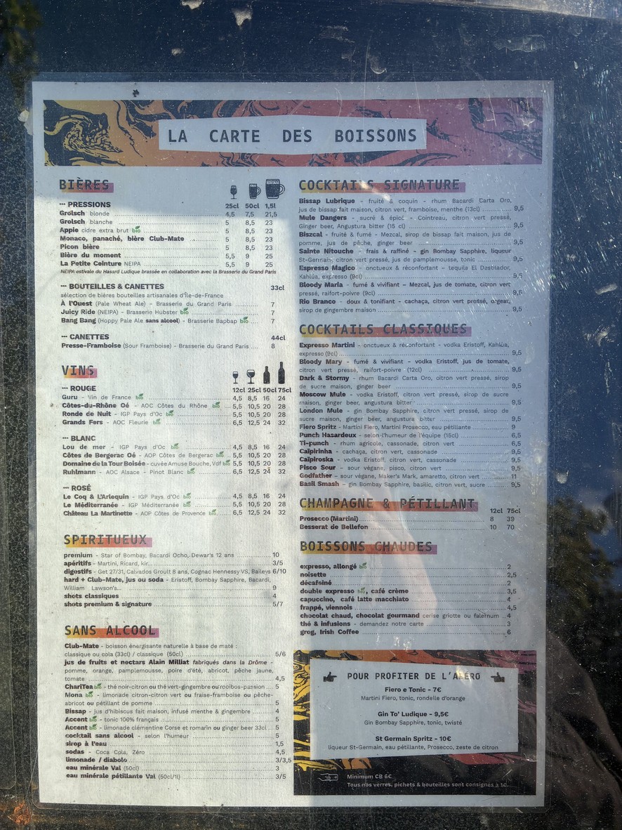 Le Hasard Ludique menu 3