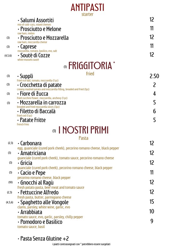 Osteria da Luciano menu 1