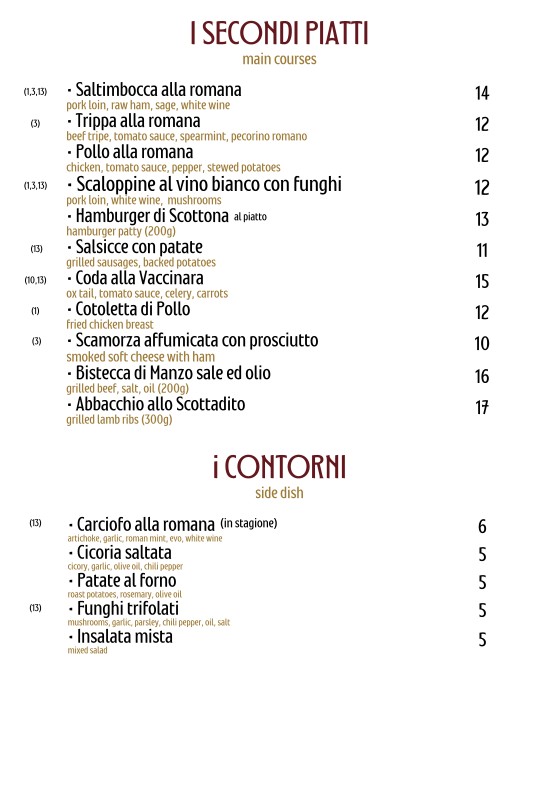Osteria da Luciano menu 2