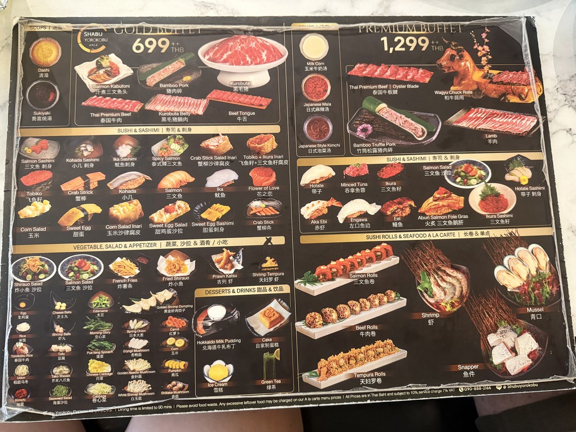 Chā bù Yòuluògēbù menu 3
