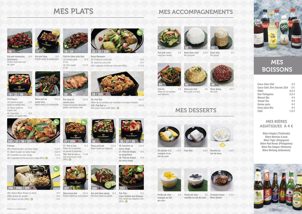 Mme Shawn Thai Delivery menu 2