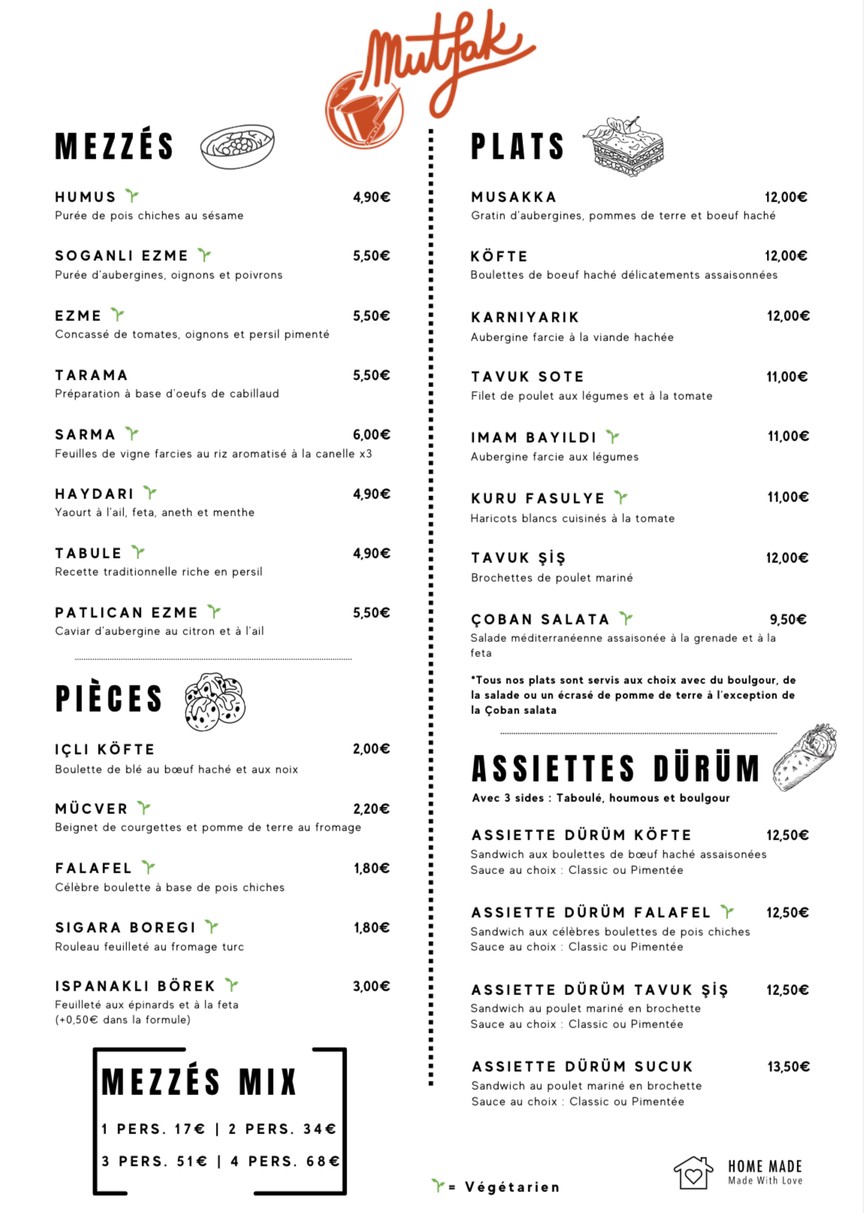 MUTFAK – Saveurs anatoliennes menu 1