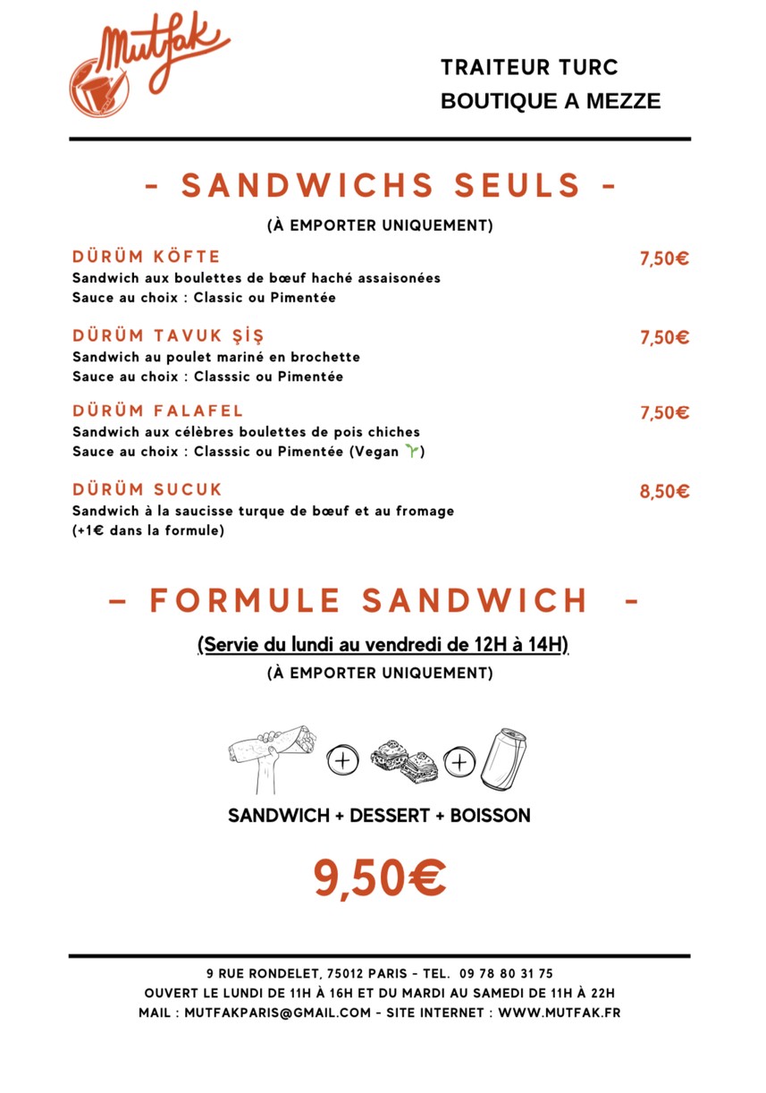 MUTFAK – Saveurs anatoliennes menu 2