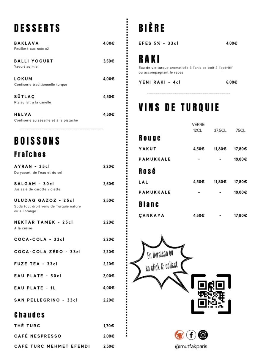 MUTFAK – Saveurs anatoliennes menu 3