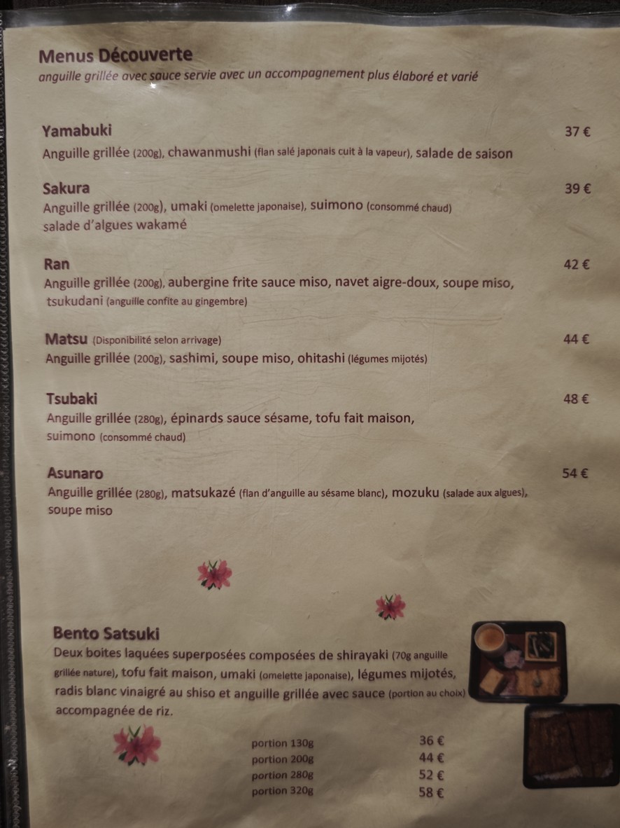 Nodaïwa menu 1