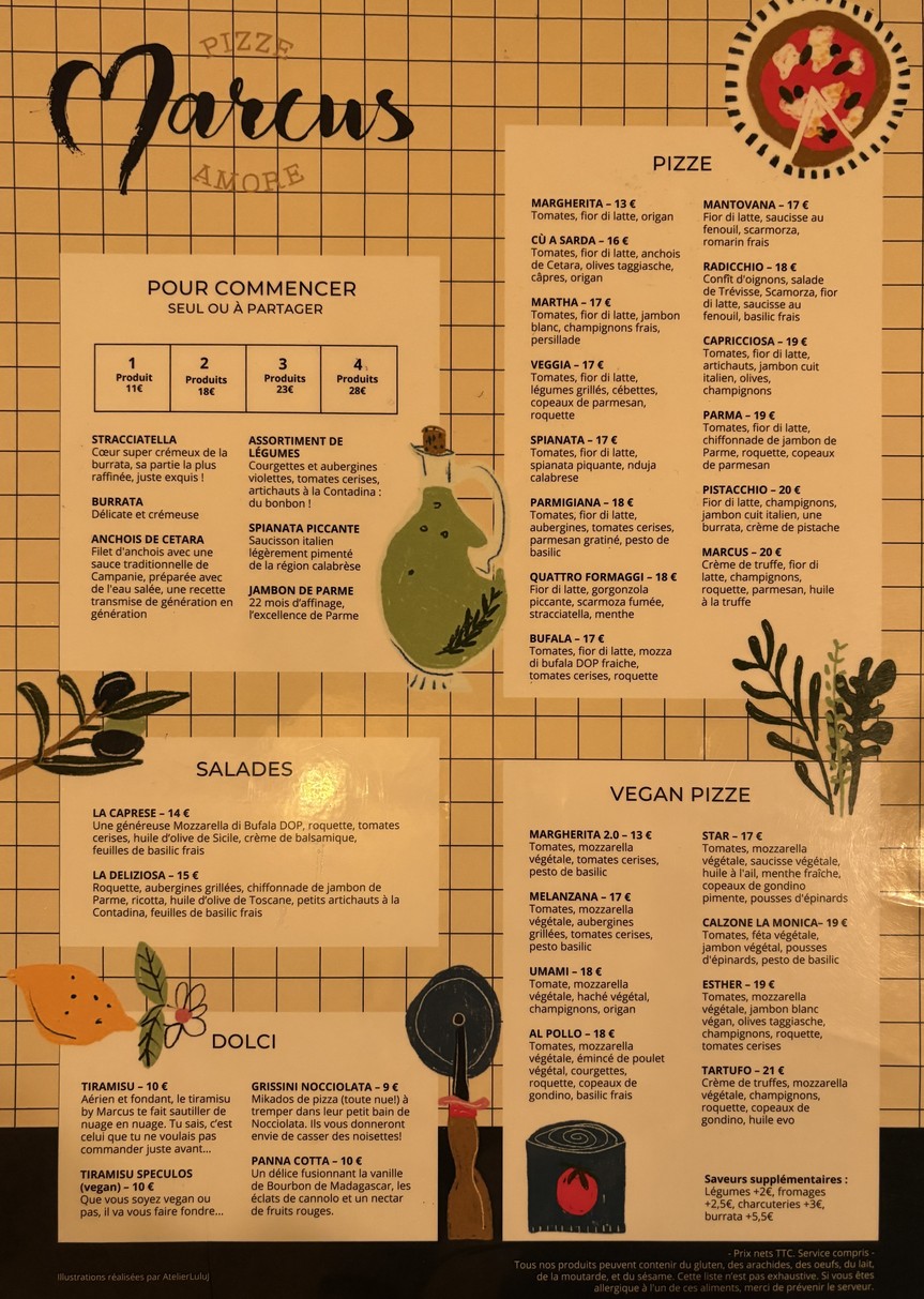 Marcus Pizze Amore menu 1