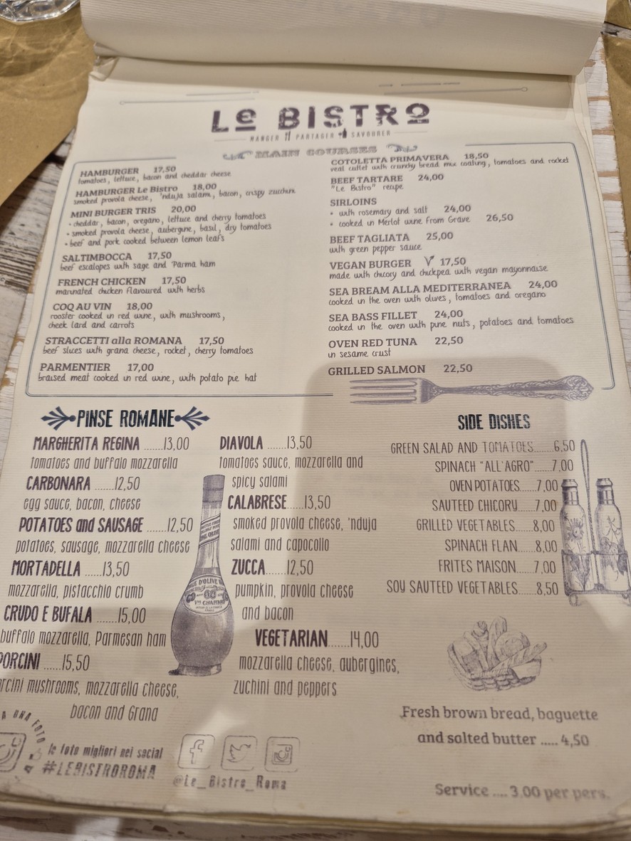 Le Bistro Roma menu 1