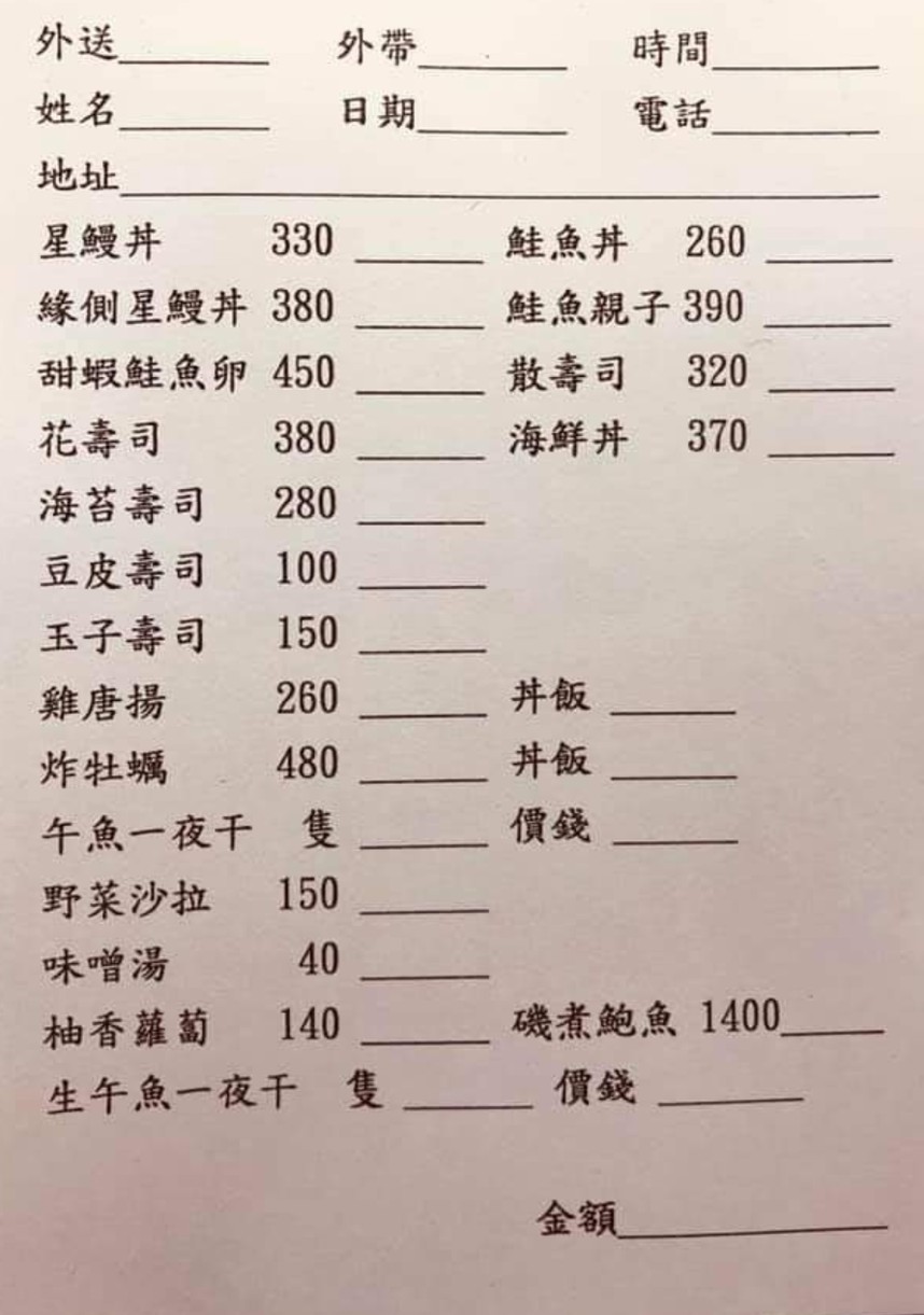 Yóu Shòusī Lìshuǐ Diàn menu 1
