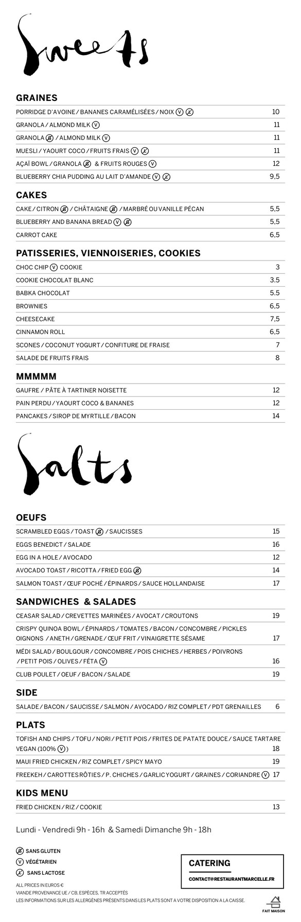 Marcelle - Rue Montmartre menu 1